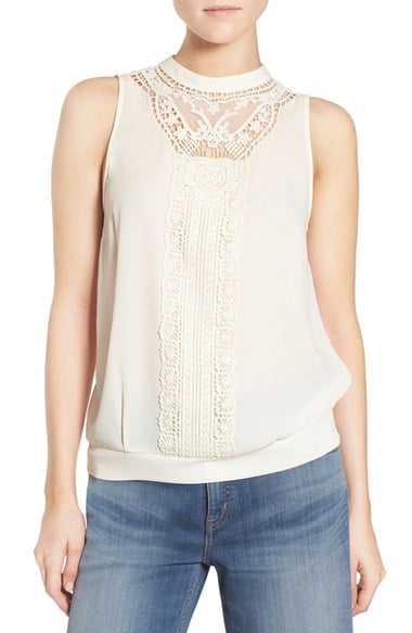 Chelsea28 'Victoriana' Lace Detail Tank Ivory Pristine 2016 Nordstrom Anniversary Sale