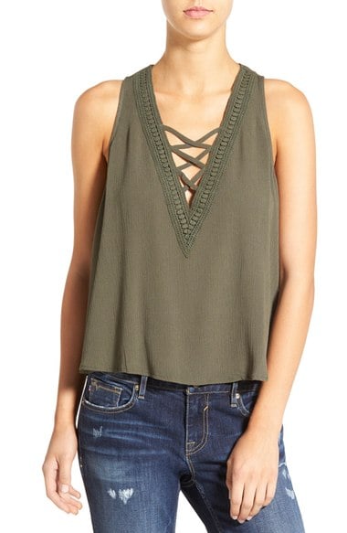 Chloe & Katie Cross Front Swing Tank Olive Nordstrom anniversary sale women's shirts tops