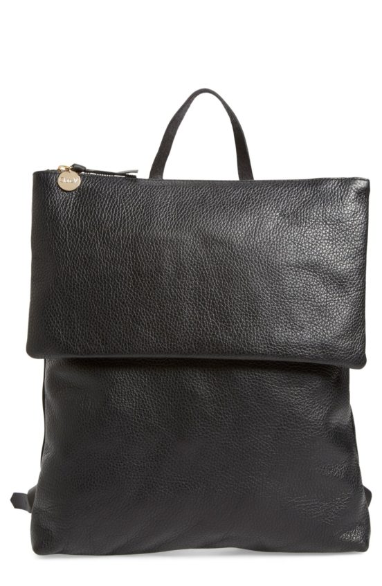 Clare V.' Agnes Maison' Leather Backpack Black Gravel designer backpacks back to school 2016 high school students college students