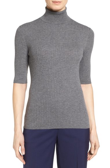 Classiques Entier Ribbed Elbow Sleeve Turtleneck Grey Dark Heather Nordstrom anniversary sale women's sweaters 