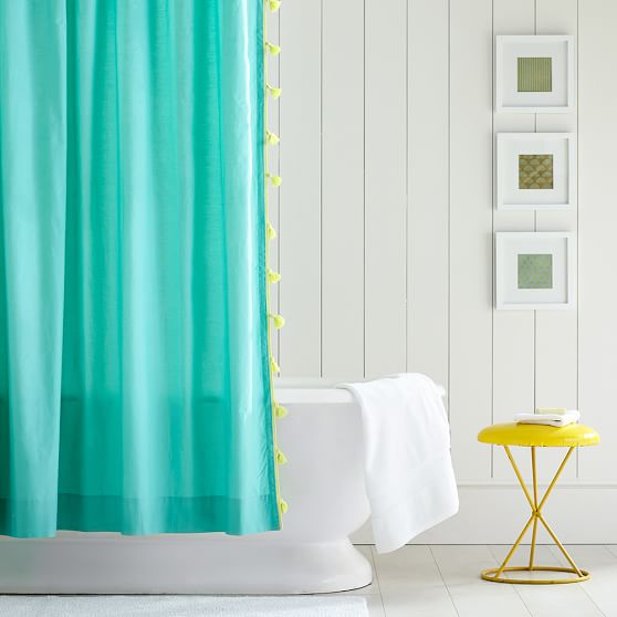 Color on Color Tassel Shower Curtain Pool Pottery Barn Teen friends and family sale