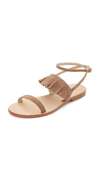 Cornetti Cantone Sandals Dark Beige flat fringe sandals