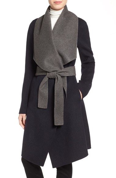 Diane von Furstenberg Reversible Double Face Wrap Coat Navy Grey Nordstrom anniversary sale women's jackets 