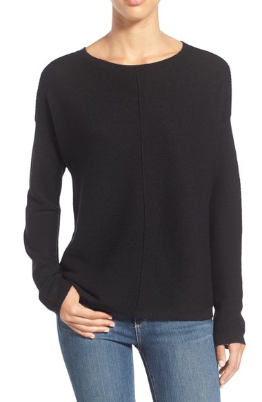 Eileen Fisher Ribbed Merino Bateau Neck Boxy Sweater (Regular & Petite) Black 2016 Nordstrom anniversary sale women's sweaters