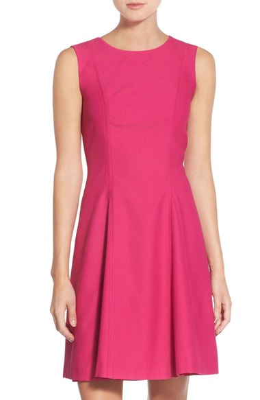 Eliza J Crepe Fit & Flare Dress (Regular & Petite) Pink fit and flare dresses summer wedding guest season