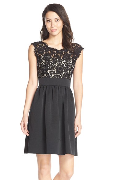 Eliza J Lace & Faille Dress (Regular & Petite) Black lace dresses summer wedding guest season 2016
