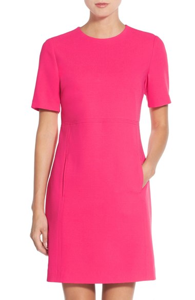 Eliza J Seamed Crepe Shift Dress (Regular & Petite) Pink Nordstrom anniversary sale women's dresses 