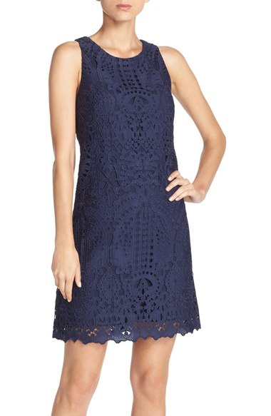 Eliza J Sleeveless Lace Shift Dress Navy Blue lace dresses summer wedding guest 2016