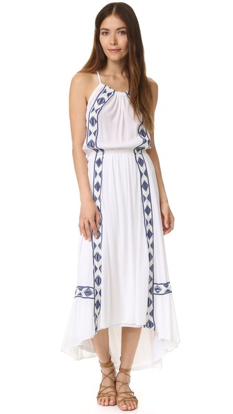 Ella Moss Usiku Embroidered Maxi Dress White casual high low hem dresses summer