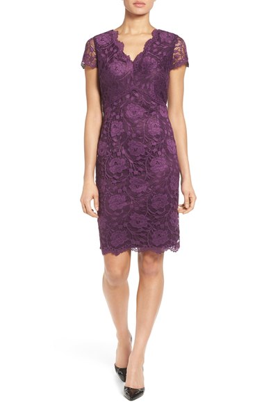 Ellen Tracy Lace Sheath Dress (Regular & Petite) Plum Nordstrom anniversary sale women's dresses
