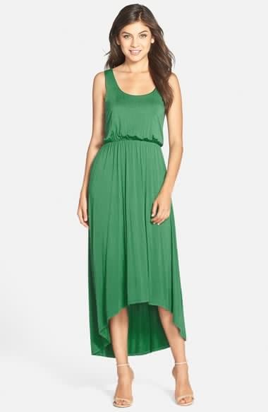 FELICITY & COCO High/Low Hem Jersey Tank Dress (Nordstrom Exclusive) Kelly Green wedding season high low hem dresses summer 2016