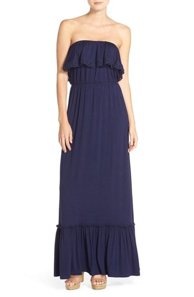 FELICITY & COCO Ruffled Strapless Maxi Dress (Nordstrom Exclusive) Navy casual lace dresses summer
