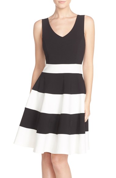 FELICITY & COCO Sleeveless Fit & Flare Dress (Regular & Petite)(Nordstrom Exclusive) Black White fit and flare dresses summer wedding guest dresses