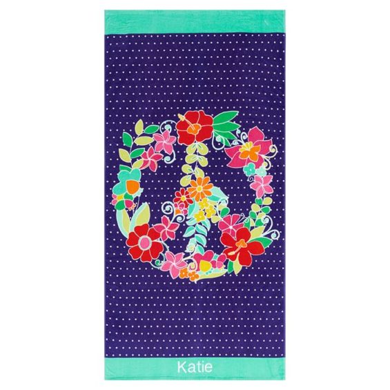 Flower Power Peace Beach Towel PB Teen pottery barn friends and family sale summer july 12