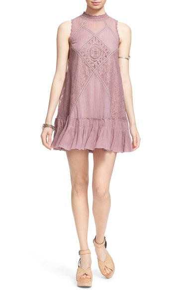 Free People 'Angel' Lace Shift Dress Elderberry casual lace dresses
