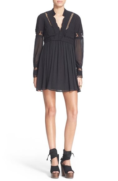 Free People 'In Dreamland' Crochet Detail Minidress Black tunic dresses summer 2016