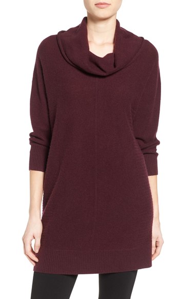 Halogen Cashmere Dolman Sleeve Tunic Sweater Burgundy Stem Nordstrom anniversary sale women's sweaters tunics 