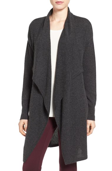 Halogen Cashmere Long Drape Front Cardigan (Regular & Petite) Heather Charcoal Nordstrom anniversary sale women's sweaters cardigans 