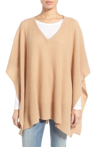 Halogen Cashmere Poncho Tan Camel Heather Nordstrom