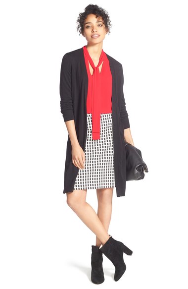Halogen Long Side Slit Cardigan Black (Regular & Petite) 2016 Nordstrom anniversary sale women's sweaters cardigans