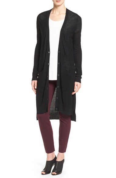 Halogen Merino Blend Long Cardigan Black Nordstrom anniversary sale women's cardigans 