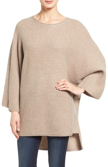 Halogen Ribbed Cashmere Poncho Beige 2016 Nordstrom anniversary sale women's sweaters 