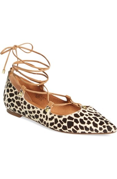 Halogen® 'Owen' Genuine Calf Hair Pointy Toe Ghillie Flat (Women) Beige Black Dot 2016 Nordstrom anniversary sale women's shoes