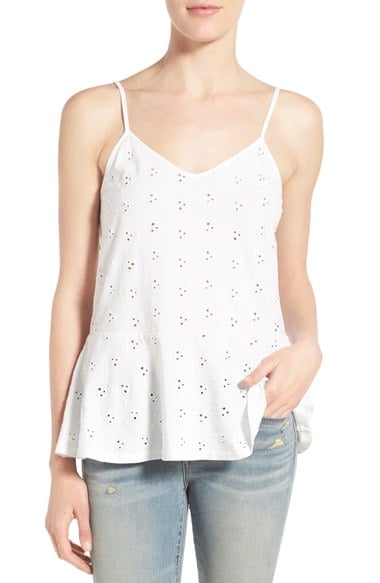 Hinge Eyelet Peplum Camisole White peplum tops summer 