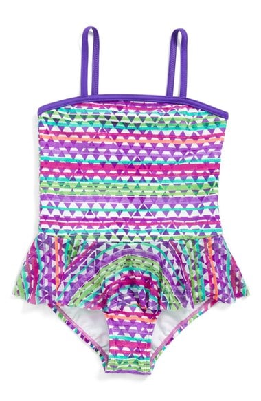 Hula Star' Flying V' Skirted One-Piece Swimsuit (Toddler Girls & Little Girls) New Purple Nordstrom anniversary sale toddler girls bathing suits summer sale