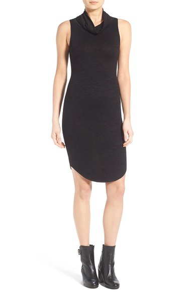 Leith Cowl Neck Sleeveless Dress Black Nordstrom anniversary sale women's dresses