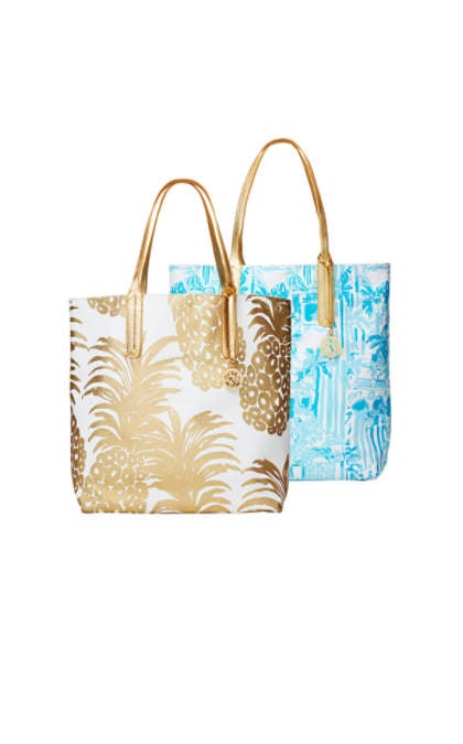 Lilly Pulitzer REVERSIBLE SHOPPER TOTE BAG - LA VIA LOCA Resort White La Via Loca Accessories 
