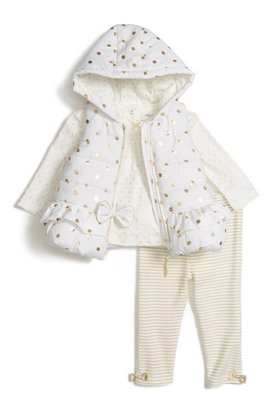 Little Me 'Gold Dot' Vest, Top & Leggings Set (Baby Girls) Multi Nordstrom anniversary sale baby girl