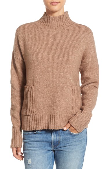 Love By Design Mock Neck Patch Pocket Pullover Natural Bright White Nordstrom anniversary sale women's sweaters cardigans
