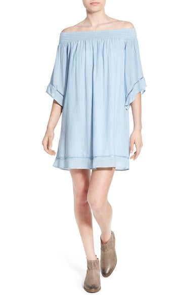 Love, Fire Off the Shoulder Chambray Dress Light Indigo 2016 Nordstrom anniversary sale women's dresses