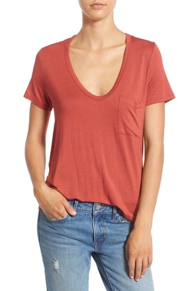 Lush Deep-V Neck Tee Tandoori Spice Nordstrom anniversary sale women's tops shirts