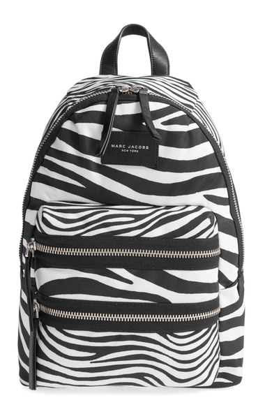 MARC JACOBS 'Biker' Zebra Print Canvas Backpack Off White Multi Designer backpacks back to school 2016 high school students college students