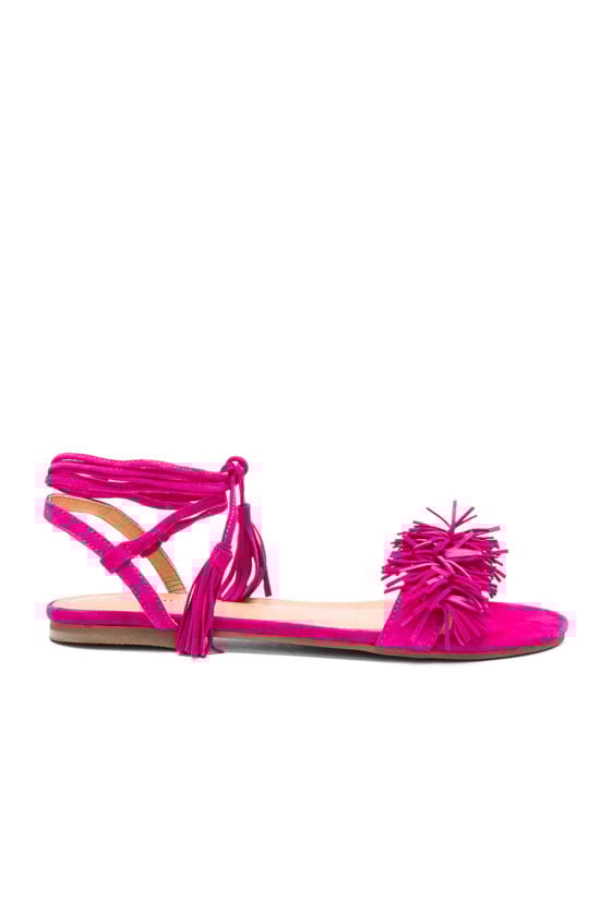 white fringe sandals