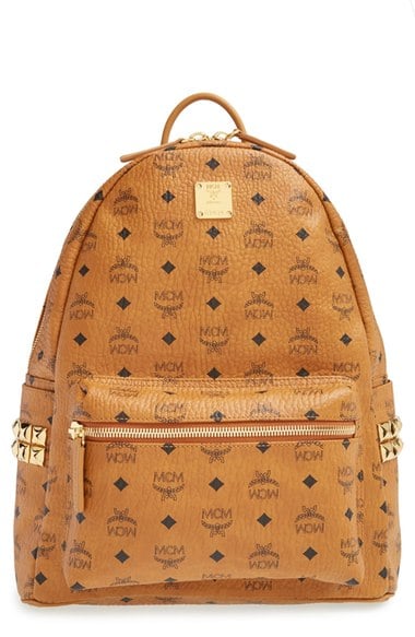 MCM 'Medium Stark' Side Stud Backpack Cognac Gold Hdwr back to school designer backpacks high school college students