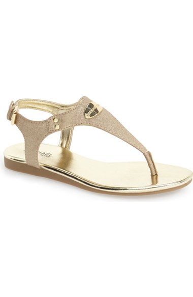 MICHAEL Michael Kors 'Demi Vervain' Thong Sandal (Walker, Toddler, Little Kid & Big Kid) Gold Shimmer Nordstrom anniversary sale little girls shoes