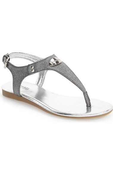 MICHAEL Michael Kors 'Demi Vervain' Thong Sandal (Walker, Toddler, Little Kid & Big Kid) Pewter Shimmer Saffiano Nordstrom anniversary sale toddler girls shoes