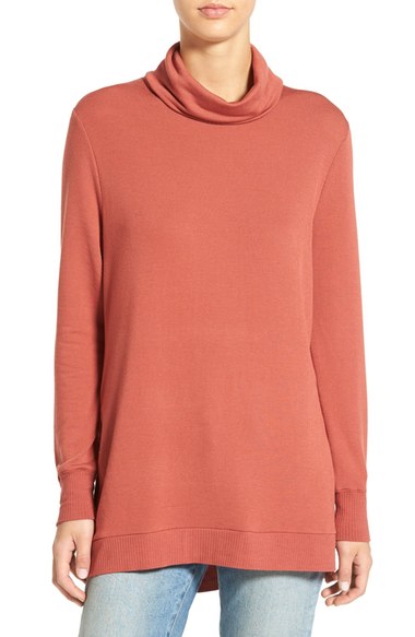 Madison & Berkeley Side Slit Turtleneck Tunic Rust Nordstrom anniversary sale women's sweaters cardigans