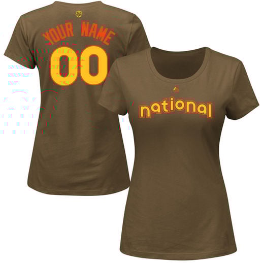 Majestic National League Women's Brown 2016 MLB All-Star Game Custom Name & Number T-Shirt