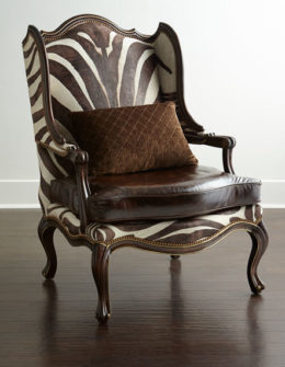 Massoud Zena Zebra-Print Chair Brown Tan Zebra Horchow 4th of july sale