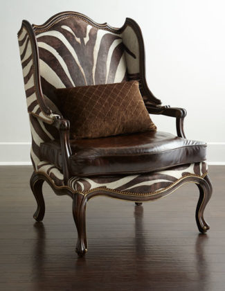 Massoud Zena Zebra-Print Chair Brown Tan Zebra Horchow 4th of july sale