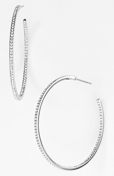 Nadri Medium Inside Out Hoop Earrings (Nordstrom Exclusive) Silver Clear Nordstrom anniversary sale women's jewelry