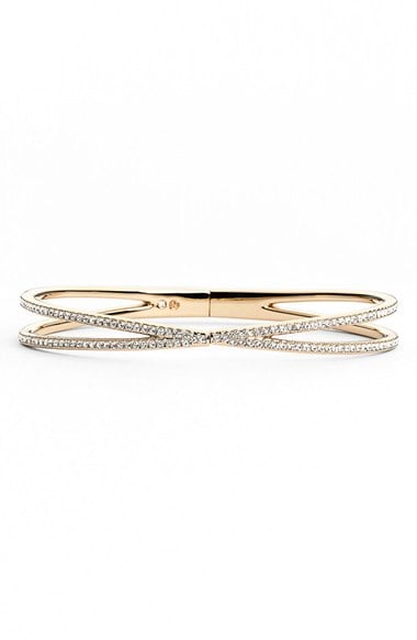 Nadri Pavé Hinged Crossover Bracelet (Nordstrom Exclusive) Gold Clear Nordstrom anniversary sale women's jewelry