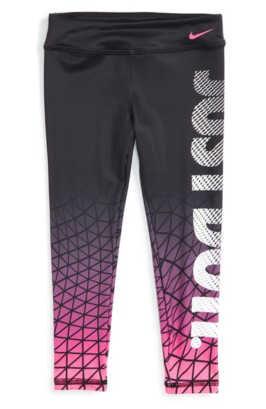 Nike 'Metric Fade' Dri-FIT Leggings (Toddler Girls & Little Girls) Black Denim Nordstrom anniversary sale little girls clothing