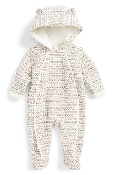 Nordstrom Baby Print Bunting (Baby) Ivory Vanilla-Grey Stripe 2016 Nordstrom anniversary sale 