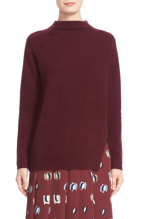 Nordstrom Signature and Caroline Issa Side Vent Cashmere Sweater Burgundy Royale Nordstrom anniversary sale women's sweaters 