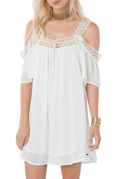 O'Neill 'Dominica' Crochet Trim Woven Shift Dress White casual lace shoulder dresses 